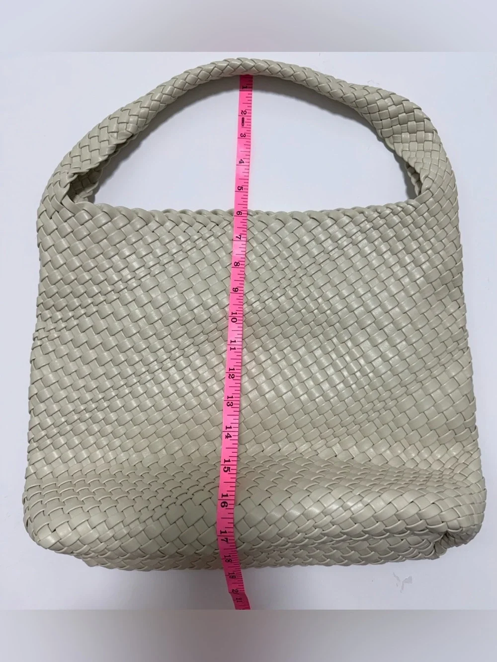 E|N Expressions NYC Beige Woven Hobo Shoulder Bag Oversized Tote w/ Pouch